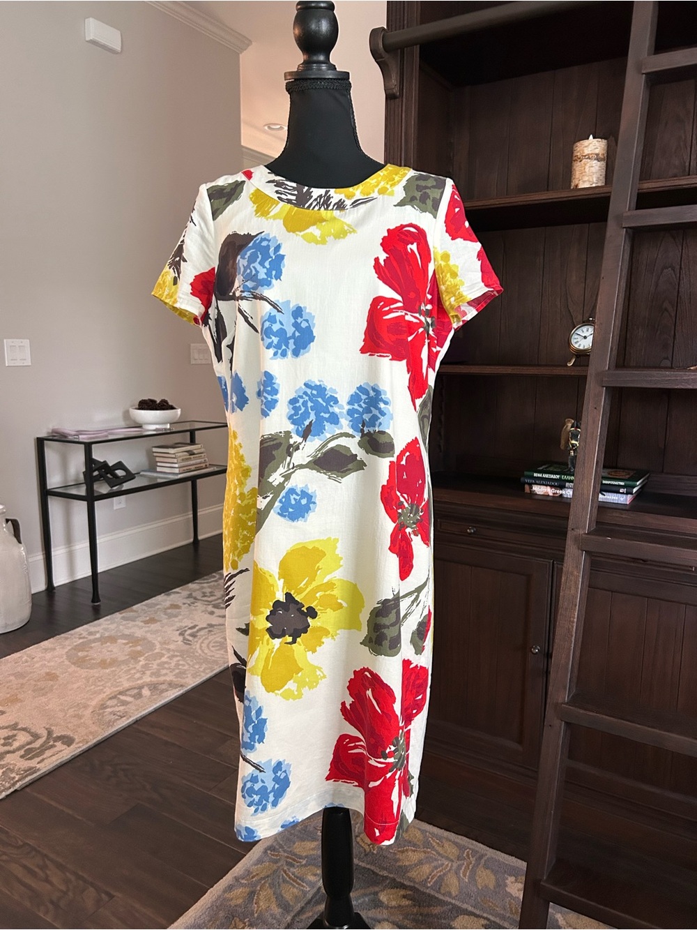 Boden Verity Cotton Dress in the white painterly floral print